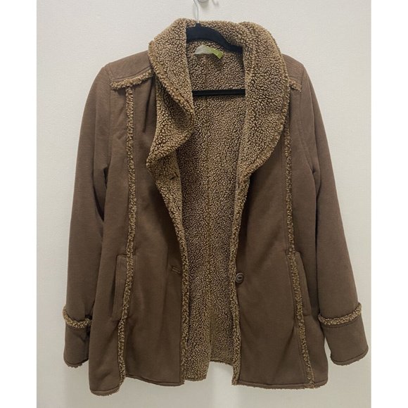 Eddie Bauer Sherpa Faux‎ Shearling Reversible Trench - Picture 1 of 5